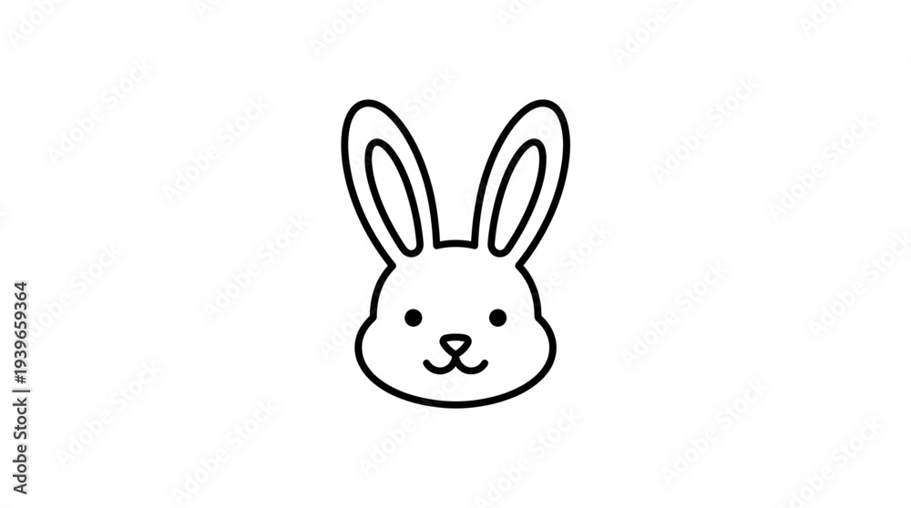 Obraz premium Simple Line Art Bunny Head Icon, a Perfect Easter Egg Graphic