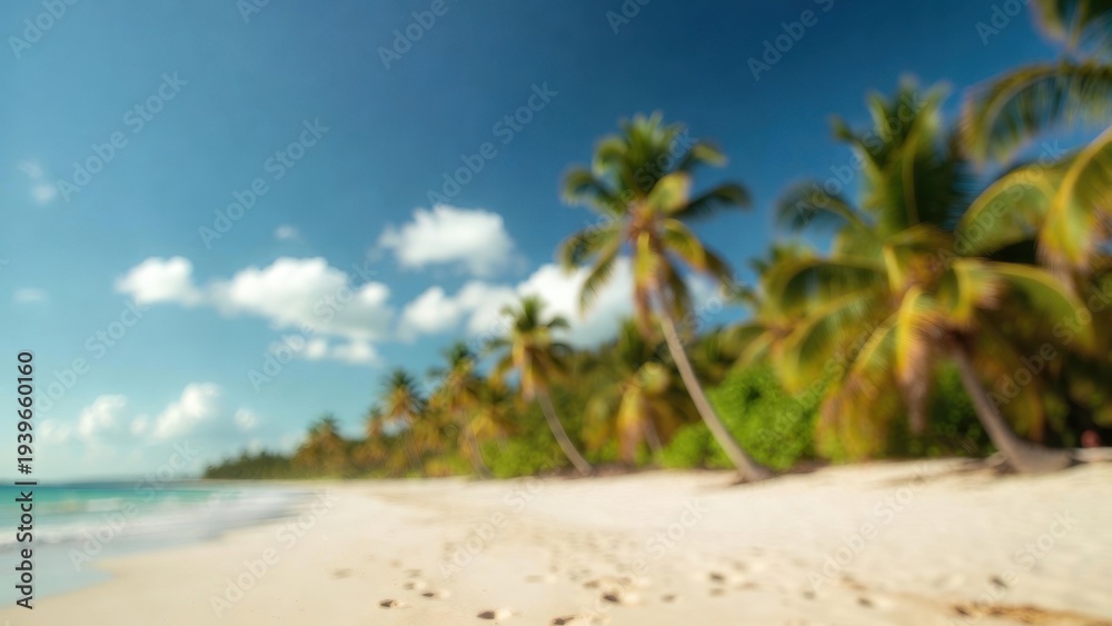 Fototapeta premium Soft focus beach under bright blue sky