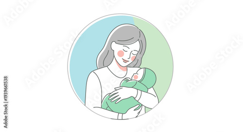 Mother holding her newborn baby in a gentle embrace.