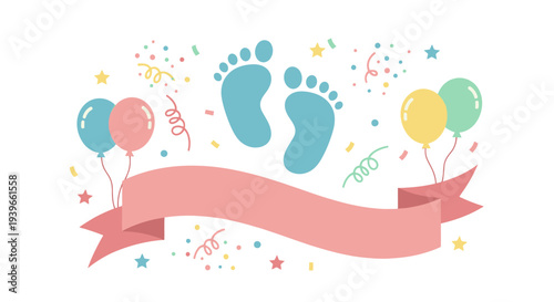 Baby Feet Footprints Newborn Baby Shower Celebration.