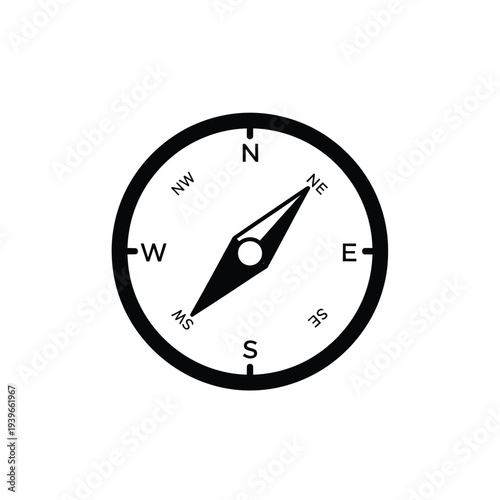 Compass navigation tool vector illustration, flat design