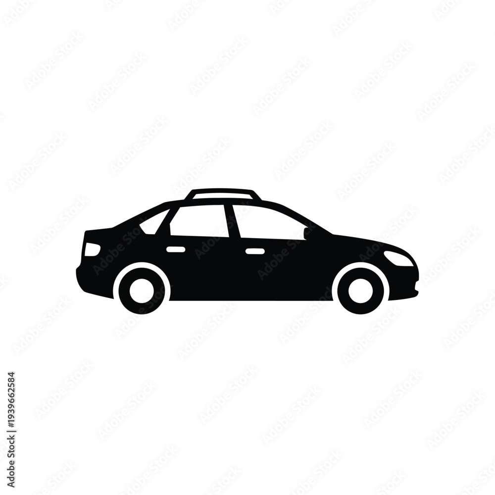 Obraz premium Black car silhouette vector illustration, flat design graphic