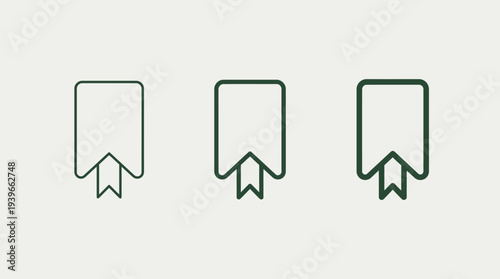Green Bookmark Icons Set Isolated on White Background