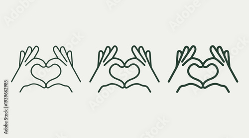 Hands Holding Heart Line Art Illustration Set on White Background