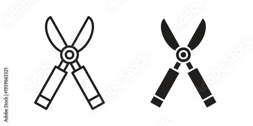 Pruning shears icon in black solid style. linear symbol.