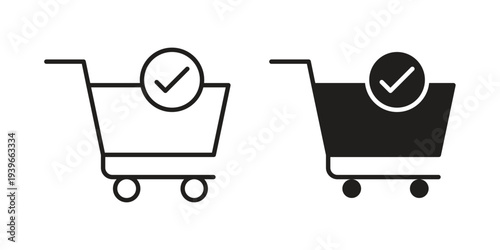 Purchase order icon in black solid style. linear symbol.
