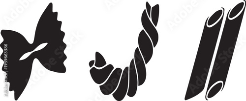 Various Italian Pasta Shapes Silhouettes