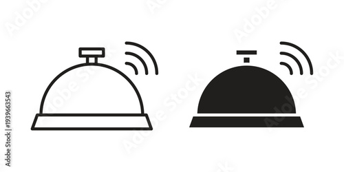 Reception bell icon in black solid style. linear symbol.