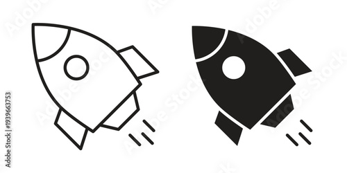 Rocket launch icon in black solid style. linear symbol.