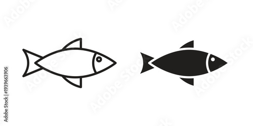 Sardine icon in black solid style. linear symbol.