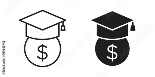 School fees icon in black solid style. linear symbol.