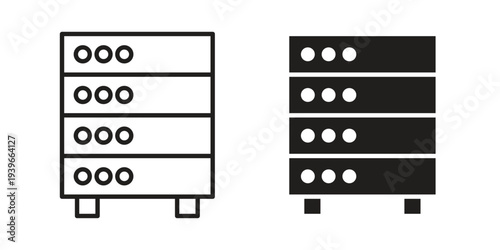 Server rack icon in black solid style. linear symbol.