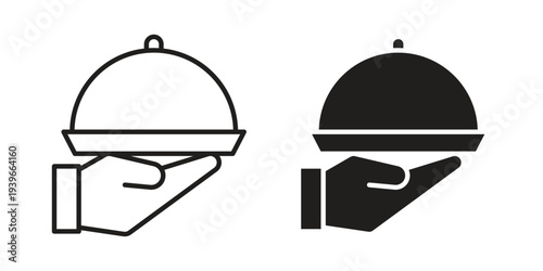 Serving food icon in black solid style. linear symbol.