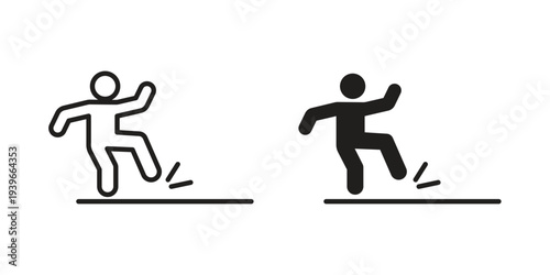 slippery wet floor icon in black solid style. linear symbol.