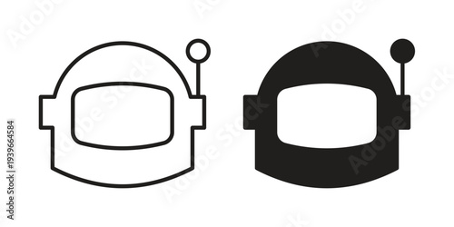 Space helmet icon in black solid style. linear symbol.