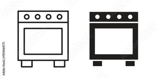 Stove icon in black solid style. linear symbol.