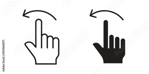 Swipe Left icon in black solid style. linear symbol.