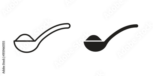 Teaspoon icon in black solid style. linear symbol.