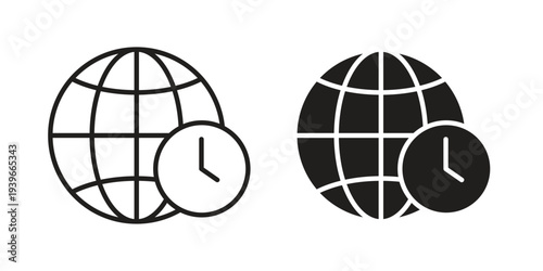 Time zones icon in black solid style. linear symbol.