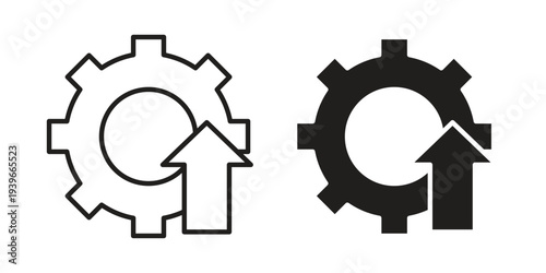 Upgrade icon in black solid style. linear symbol.