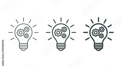 Innovative Light Bulb Icons with Gears Symbolizing Creativity and Problem Solving