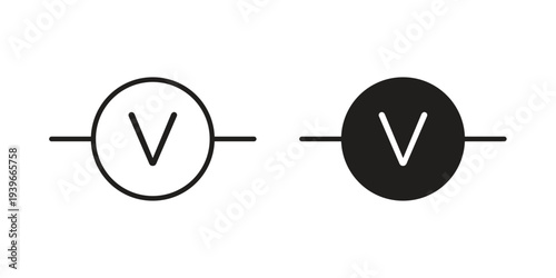 Voltmeter icon in black solid style. linear symbol.
