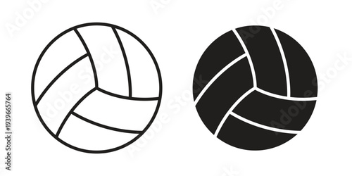 Volleyball ball icon in black solid style. linear symbol.