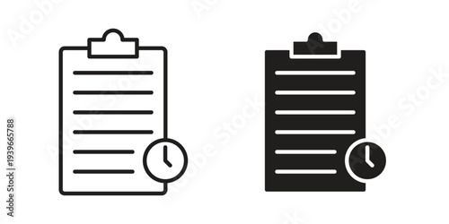Waiting list icon in black solid style. linear symbol.
