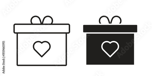 Wedding Gift icon in black solid style. linear symbol.