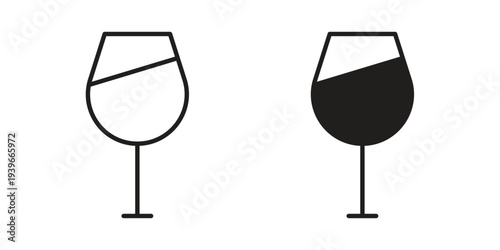 Wine glass icon in black solid style. linear symbol.