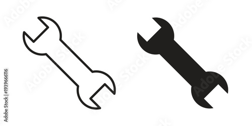 Wrench icon in black solid style. linear symbol.