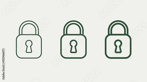 Padlock Icons Set with Keyhole on White Background