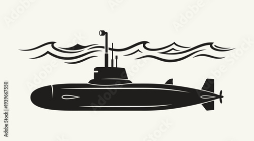 Modern submarine navigating through ocean waves with sleek design