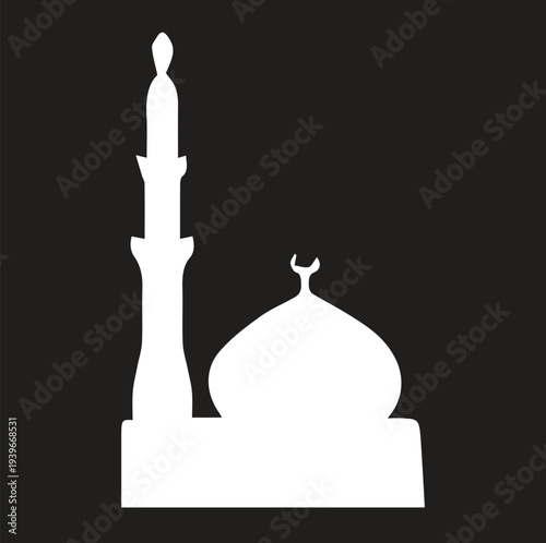 Islamic Mosque, Kaaba and Minaret Vector Illustration – Ramadan and Eid Islamic Architecture Design