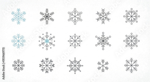 Collection of Various Snowflake Designs and Patterns.