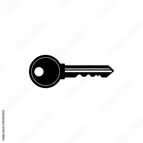 Simple Black House Key Icon on White Background