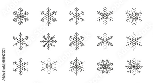 Collection of Various Snowflake Patterns for Design.