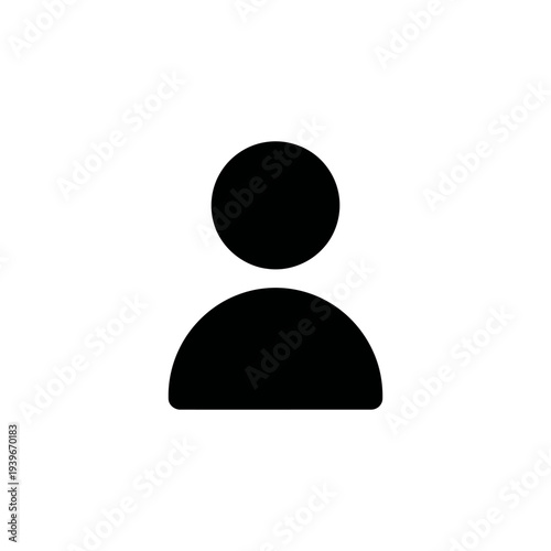Minimalist Black User Profile Icon on White Background