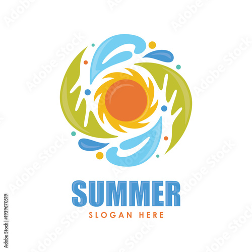 Colorful abstract summer-themed logo modern flat design with circular composition