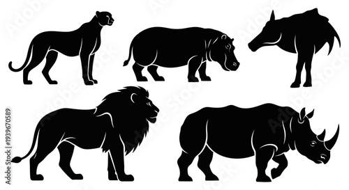African Wild Animals Silhouettes Set