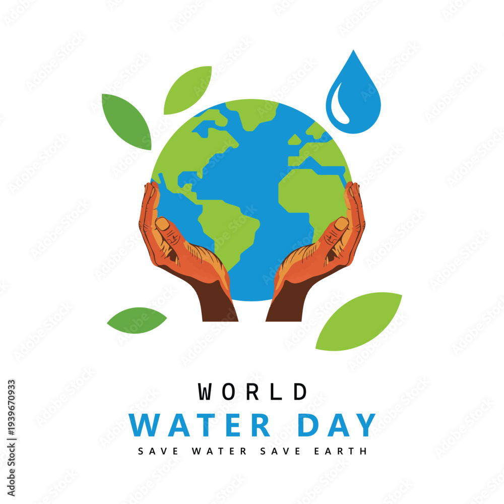 Fototapeta premium World Water Day March 22, vector design, save water and save earth concept
