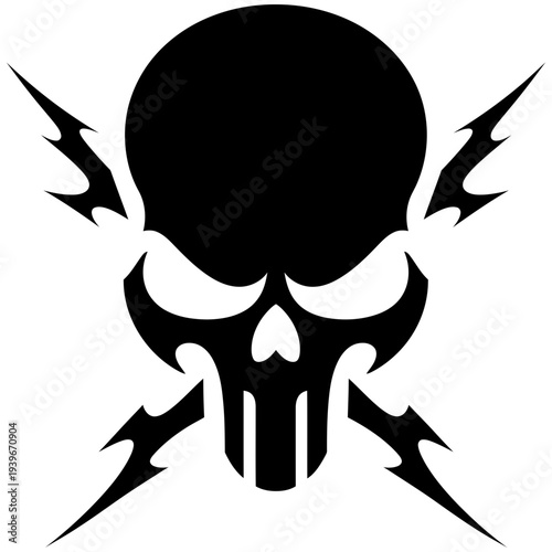 Wallpaper Mural Vector Art Metal Skull Design with Power Chord Energy Lines for Tattoo or Logo Torontodigital.ca