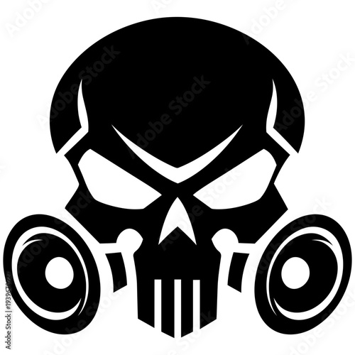 Wallpaper Mural Vector Art Metal Skull with Speaker Cones and Helmet Ornaments High Contrast Design Torontodigital.ca