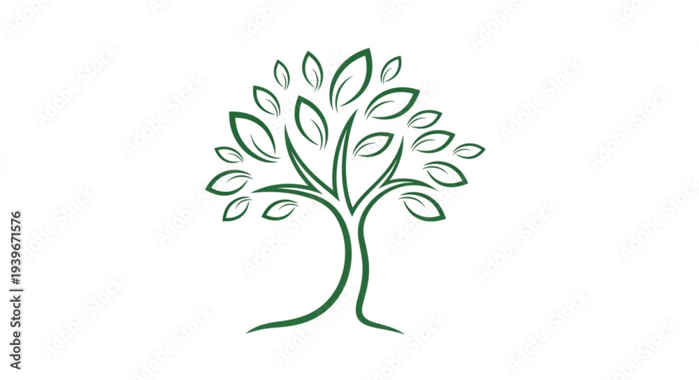 Obraz premium Stylized Tree Illustration with Leafy Branches.