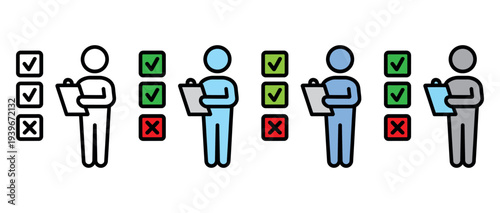 Business team voting decision icons flat design success approval process workflow