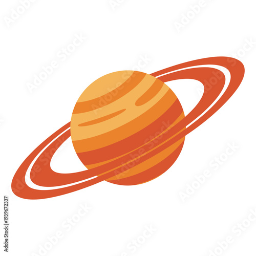 Saturn planet with orange rings in space