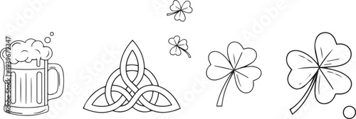 St Patricks Day symbols clover beer mug Celtic knot