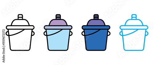 Set of four colorful watering cans isolated on white background vector illustration