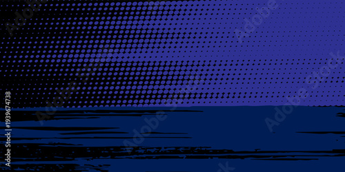 Abstract blue and black is a bright pattern with gradient, with metal texture of floor and walls,