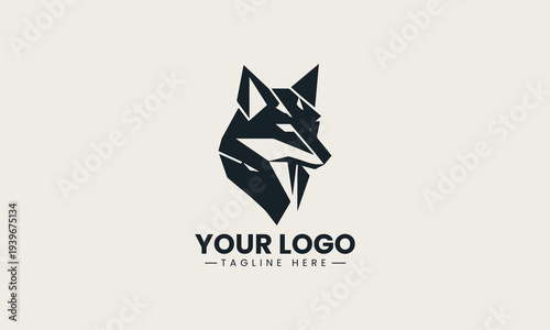 Black geometric fox head silhouette represents smart modern business brand identity concept in clean minimalist vector logo illustration isolated on white background